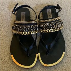 Black and Gold madden girl sandals, worn for prom